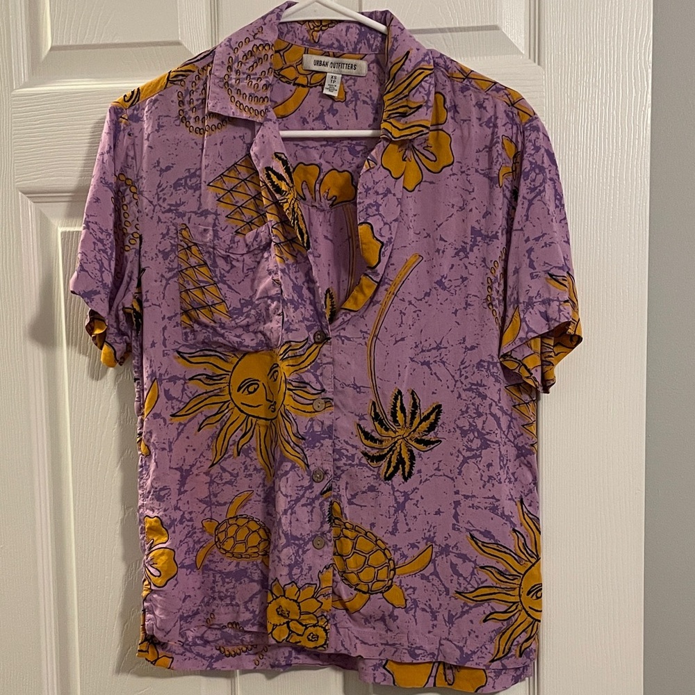 Urban Outfitters Purple and Yellow Patterned Blouse
